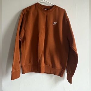 S Nike men’s small sweatshirt logo swish burnt orange club fleece crewneck